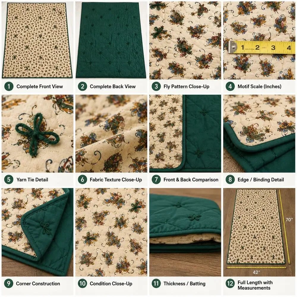 Vintage Joan Messmore Fly Fishing Cranston Cotton Quilt 42x70